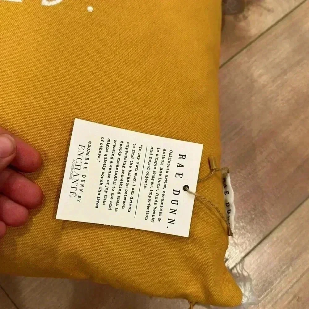 NWT Rae Dunn “Blessed” Yellow Decorative Pillow 20x20